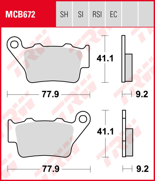 Zero DS  ZF13.0 Electric, Bj. 16-, Bremsbeläge hinten, TRW Lucas MCB672, Organic Allround