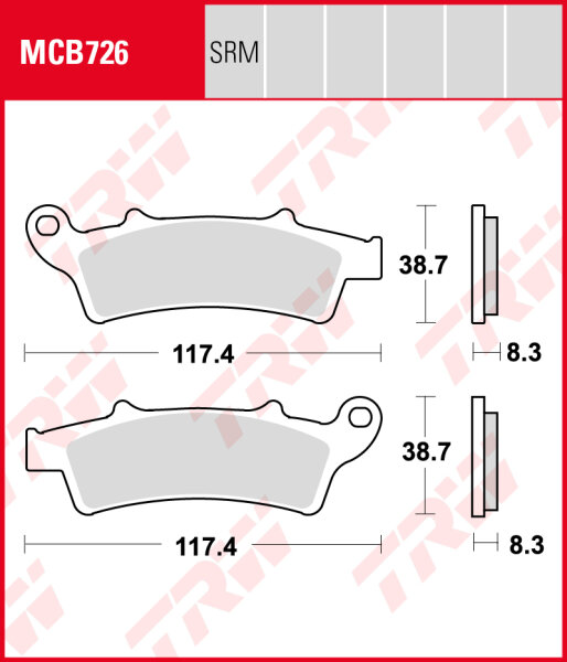 Beta RR 125 Motard 4T LC, ZD3E914, Bj. 17-20, Bremsbeläge vorne, TRW Lucas MCB726, Organic Allround