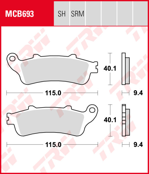 TRW Bremsbeläge Satz MCB693, allround organic, mit ABE