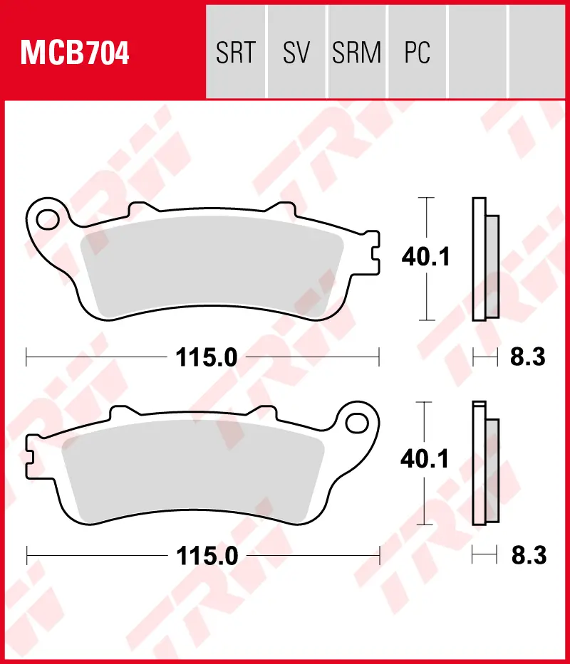 TRW Bremsbeläge Satz MCB704SV, sinter street, mit ABE