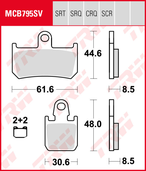 TRW Bremsbeläge Satz MCB795SV, sinter street, mit ABE