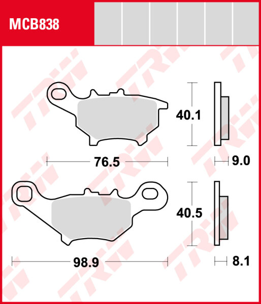 TRW Bremsbeläge Satz MCB838, allround organic, mit ABE