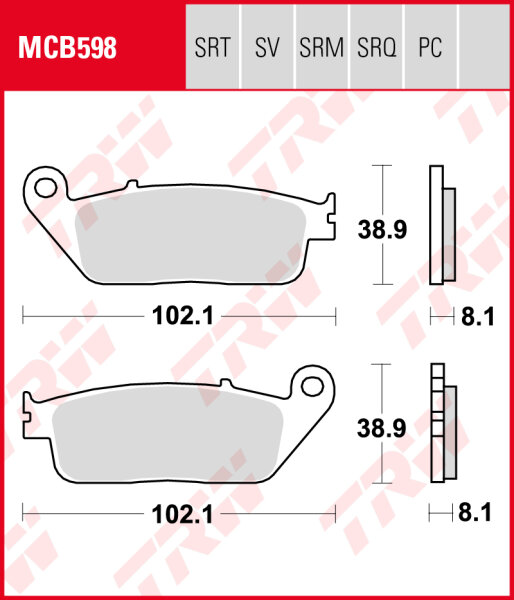 TRW Bremsbeläge Satz MCB598SRT, sinter road & track, mit ABE - aktuell ausverkauft -