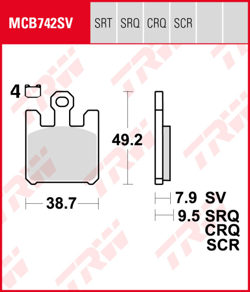 TRW Bremsbeläge Satz MCB742SRT, sinter road & track, mit ABE - aktuell ausverkauft -