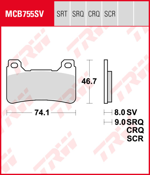 TRW Bremsbeläge Satz MCB755SRT, sinter road & track, mit ABE