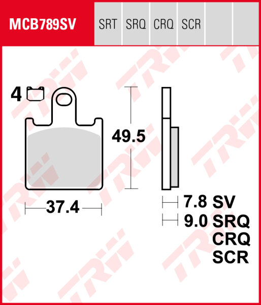 TRW Bremsbeläge Satz MCB789SRT, sinter road & track, mit ABE - aktuell ausverkauft -