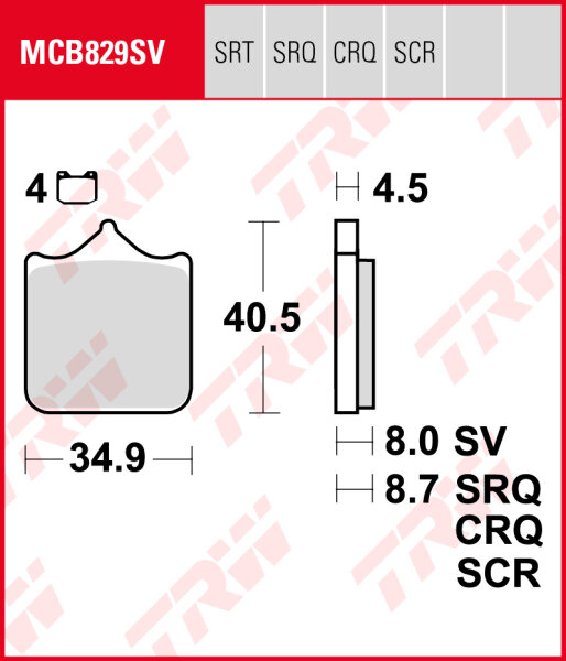 TRW Bremsbeläge Satz MCB829SRT, sinter road & track, mit ABE - aktuell ausverkauft -