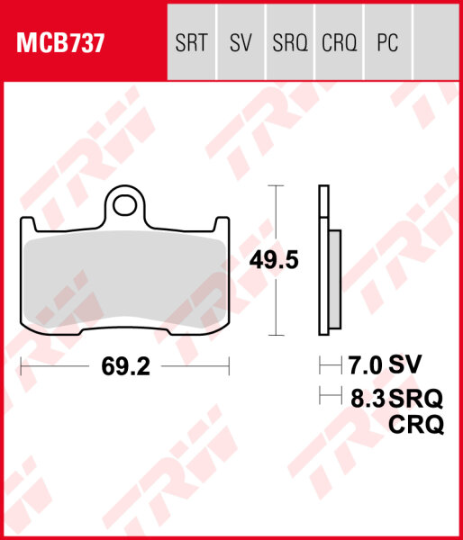 TRW Bremsbeläge Satz MCB737CRQ, hyper-carbon racing, ohne ABE