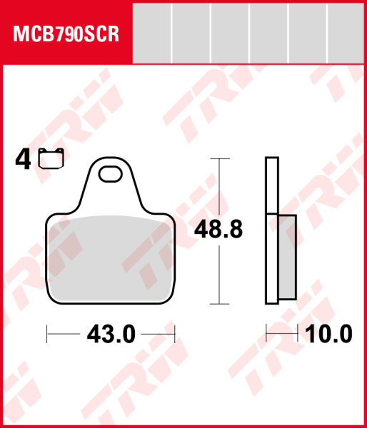 TRW Bremsbeläge Satz MCB790SCR, sinter-carbon racing, ohne ABE