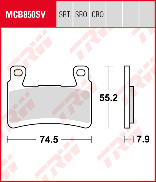 TRW Lucas Bremsbeläge Satz MCB850TRQ, sinter track, mit ABE