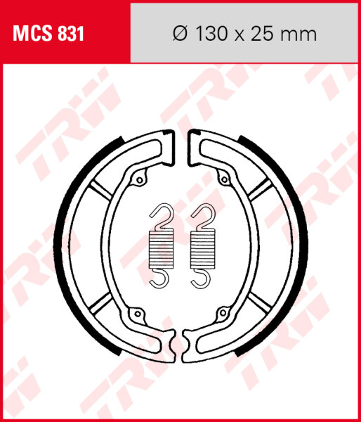 TRW Bremsbacken Satz MCS831, für Trommelbremse 130 x 25 mm