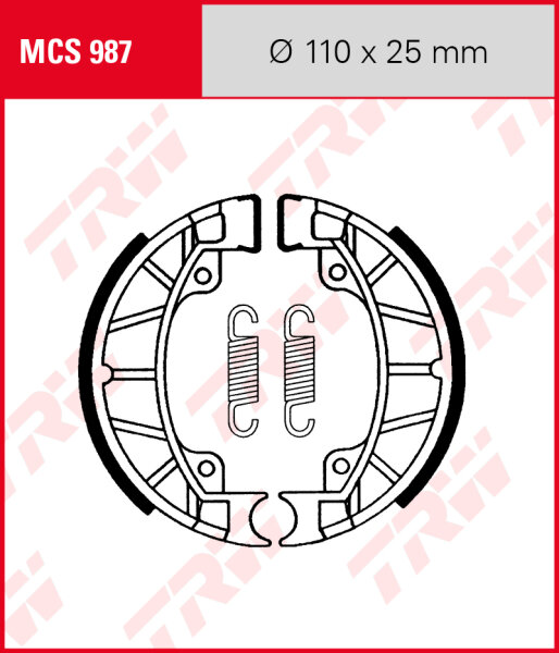 TRW Bremsbacken Satz MCS987, für Trommelbremse 110 x 25 mm